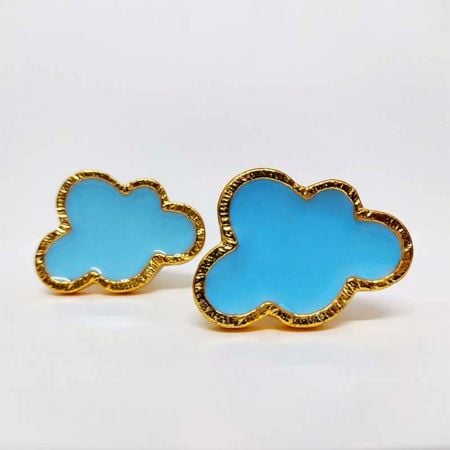 Blue Handmade Brass Cloud Knob